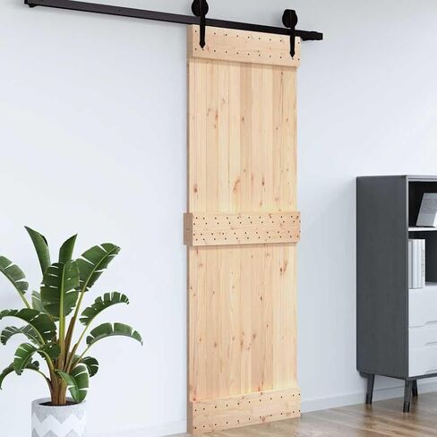 SKM Door Narvik 33.5 "x82.7" الصنوبر الخشب الصلب ، بني (الوزن 46.3 كجم) in Kuwait