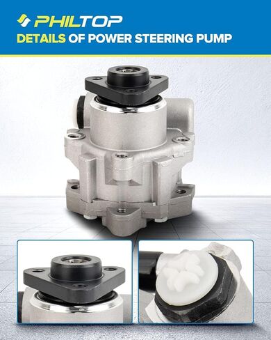 PHILTOP 96-8740 Power Steering Pump Direct Fits H2 6.2L, Yukon, Sierra 1500, C2500 Suburban, Tahoe, Silverado 1500, Escalade, Power Steering Asist 15076612, 15234826, 15909824, 20756714 in Kuwait