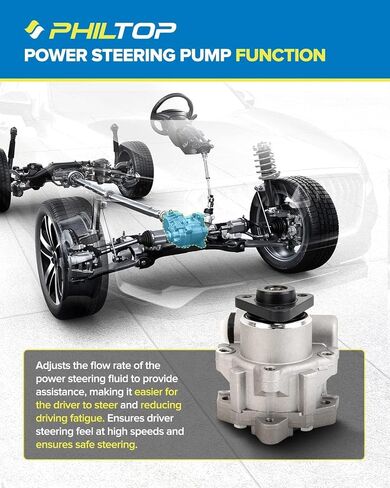 PHILTOP 96-8740 Power Steering Pump Direct Fits H2 6.2L, Yukon, Sierra 1500, C2500 Suburban, Tahoe, Silverado 1500, Escalade, Power Steering Asist 15076612, 15234826, 15909824, 20756714 in Kuwait