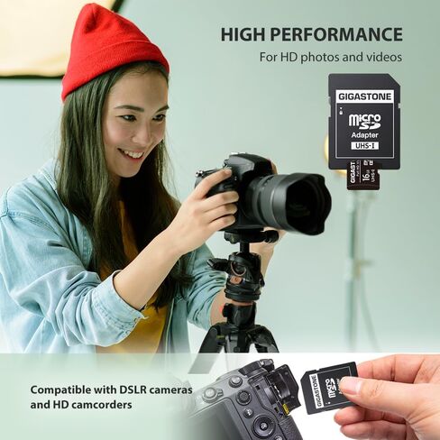 Gigastone 128GB Micro SD بطاقة 10 حزمة ، A1 V30 4K تسجيل فيديو ، متوافق مع كاميرا الأمان ، كاميرا الحركة ، بدون طيار ، بطاقة ذاكرة MICOSDXC 100 ميجابايت/ثانية ، مع محول in Kuwait