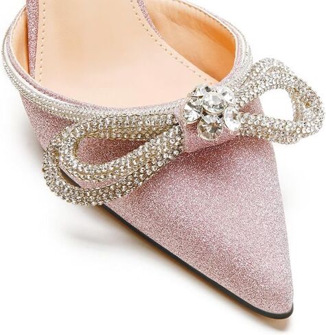 Joeupin Women's Rhinestone Bow High High Cheels Sparkly Wedding Sexy Stiletto Switch strap Pumps Bridal Trandals Heeled Sandals in Kuwait