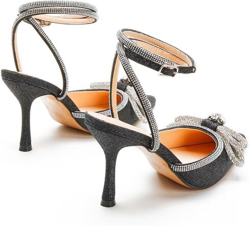 Joeupin Women's Rhinestone Bow High High Cheels Sparkly Wedding Sexy Stiletto Switch strap Pumps Bridal Trandals Heeled Sandals in Kuwait