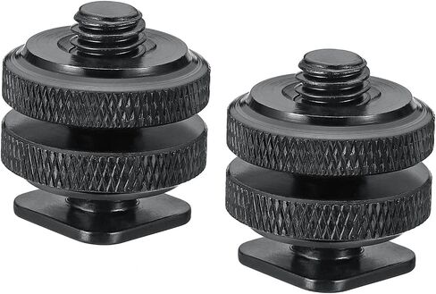 Generic 3/8"-16 Camera Hot Shoe Mount, 2 Pack Flash Cold Shoe Mount Tripod Screw Adapter for DSLR Rig, Black Aluminum Alloy in Saudi Arabia