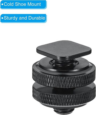 Generic 3/8"-16 Camera Hot Shoe Mount, 2 Pack Flash Cold Shoe Mount Tripod Screw Adapter for DSLR Rig, Black Aluminum Alloy in Saudi Arabia