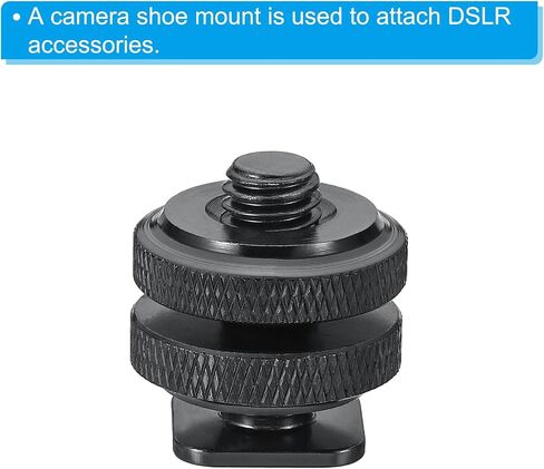 Generic 3/8"-16 Camera Hot Shoe Mount, 2 Pack Flash Cold Shoe Mount Tripod Screw Adapter for DSLR Rig, Black Aluminum Alloy in Saudi Arabia