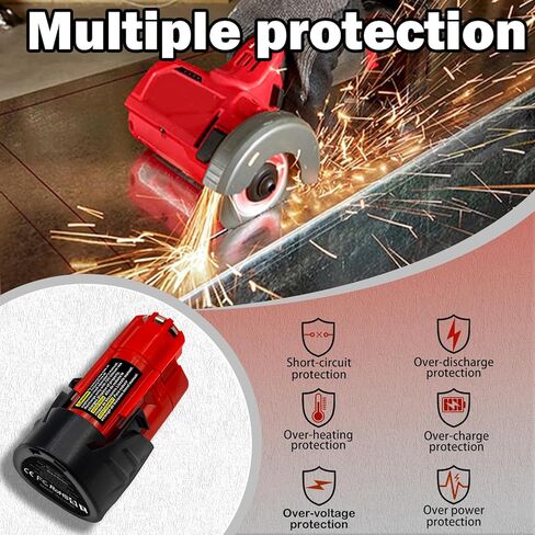 2-pack 4.0ah 12v lithium-ion pratice بطارية متوافقة مع Milwaukee M12 الأدوات اللاسلكية-نماذج نماذج 48-11-2420 48-11-2440 48-11-2402 48-11-2411 48-11-2412 in Kuwait