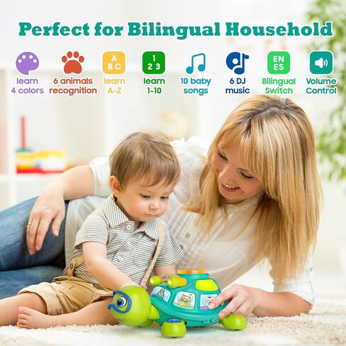 لعبة Turtle Turtle Baby Toys الموسيقية من 6 إلى 12 شهرًا ، لعبة تنموية لوقت البطن لمدة 3-6 4 5 7 8 9 10 أشهر ، هدية بوي بويز هدية ، لعبة التعلم ثنائي اللغة من 12 إلى 18 شهرًا مع الأضواء in Kuwait