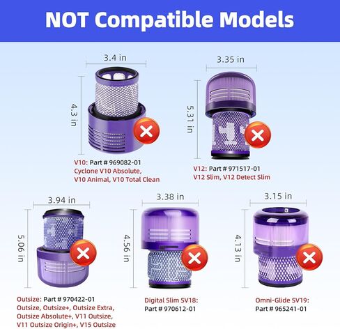 2 Pack V11 V15 Vacuum Filter Replacement Compatible with Dyson V11 Torque Drive, V11 Animal, V11 Absolute, V11 Complete, V11 Extra, V15 Detect, V15s Detect Submarine, Compare to Part 970013-02 in Kuwait