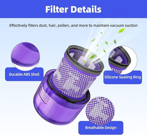 2 Pack V11 V15 Vacuum Filter Replacement Compatible with Dyson V11 Torque Drive, V11 Animal, V11 Absolute, V11 Complete, V11 Extra, V15 Detect, V15s Detect Submarine, Compare to Part 970013-02 in Kuwait