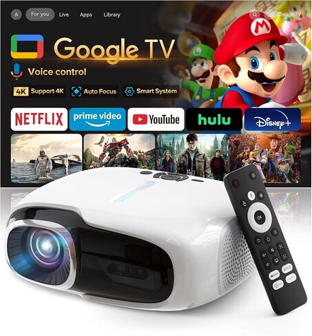 [Google TV Licensed&Voice Control] Projector, Outdoor Smart 1080P Projector with WiFi and Bluetooth, Auto Focus & Keystone, Movie Video Projector, Home Cinema Mini Portable Proyector for iOS/Android in Saudi Arabia