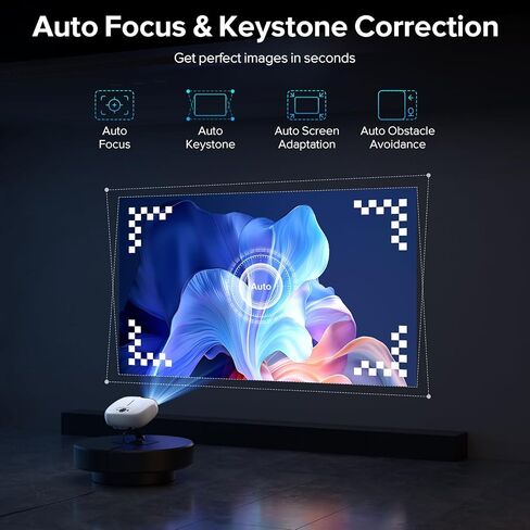 [Google TV Licensed&Voice Control] Projector, Outdoor Smart 1080P Projector with WiFi and Bluetooth, Auto Focus & Keystone, Movie Video Projector, Home Cinema Mini Portable Proyector for iOS/Android in Saudi Arabia