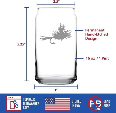 Fly Fishing Beer Can Pint Glass - Unique Flyfishing Themed Gifts for Fishermen - 16 oz Glasses in Kuwait