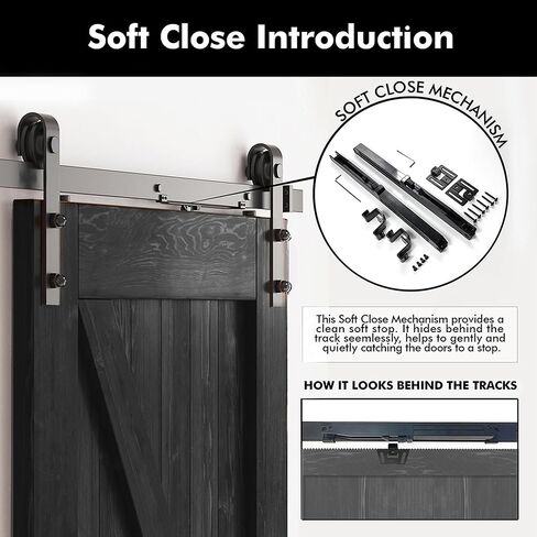 Homacer Black 48 in. x 80 in. Vertical Stripe Design Barn Door with Non-Bypass Installation Hardware Kit, 9ft Track, Interior use only in Saudi Arabia
