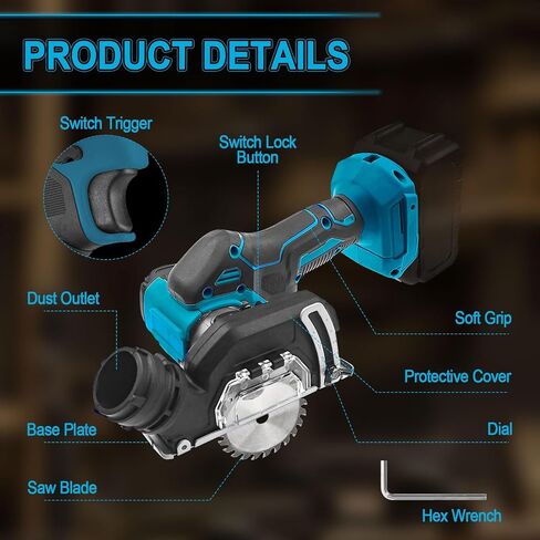 Cordless Cut Off Tool Compatible with Makita 18V Battery, 20000RPM Cordless Angle Grinder Brushless Motor (NO Battery) for Wood/Metal/Plastic (Fit for MA-KITA 18V Battery) in Saudi Arabia