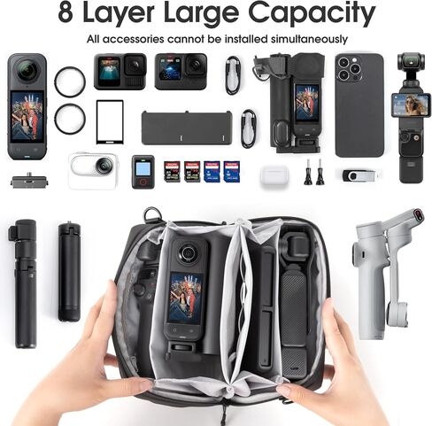 Carrying Bag Pouch Backpack Travel Large Soft Case Organizer Multilayer Storage For DJI Osmo Mobile 7/7P for Insta 360 X5 X4 Go Ultra For Gopro hero 13 12 11 10 Accessories with Shoulder Strap in Saudi Arabia