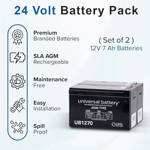 AlveyTech 24 Volt Battery Pack for Razor MX350 Dirt Rocket Bike (9 Ah, Versions 33+) - Set of Two (12V Each) SLA Batteries with Wiring Harness - Razor MX350 Version 33 and up AGM Battery Replacement in Kuwait