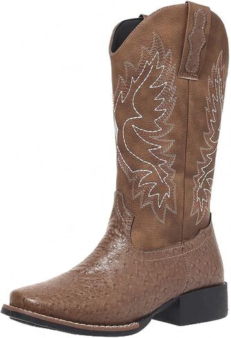 أحذية رعاة البقر الغربية للنساء منتصف العجل Cowgirl Boot Snip Toe كعب مكتنزة in Kuwait