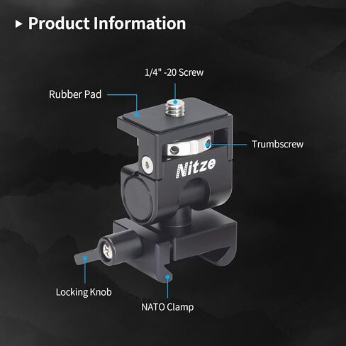 Nitze Field Monitor Mount, NATO Monitor Mount, with NATO Clamp, Swivel and Tilt Adjustable, Max Payload 11 lb -N54-F2 in Saudi Arabia