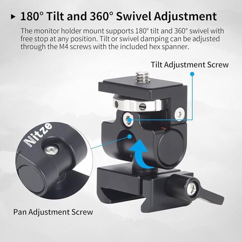 Nitze Field Monitor Mount, NATO Monitor Mount, with NATO Clamp, Swivel and Tilt Adjustable, Max Payload 11 lb -N54-F2 in Saudi Arabia