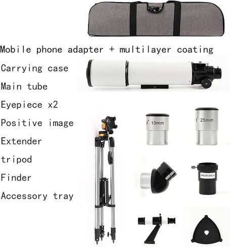 Telescope for Kids Adults Astronomy Beginners 80mm Refractor Telescopes Low Light NightWaterproof HD with Smartphone Adapter Backpack and Moon Filter in Saudi Arabia