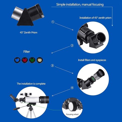 High Power HD National Geographic Astronomical Telescope HD Monoculars Portable 70MM Refractor for Beginners And Children Smart Phone Adapter with Adjustable Tripod Moon Filter Finder And Carrying Bag in Saudi Arabia