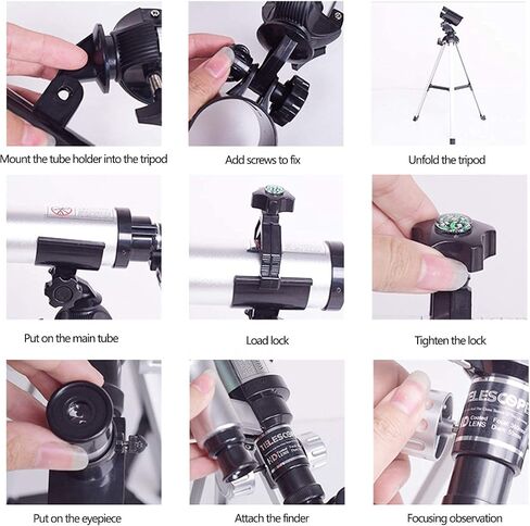تلسكوب تلسكوب أحادي العين لعلم الفلك 50 ملم HD Telescope Telescope والمبتدئين والأطفال مع ترايبود قابل للتعديل ونطاق الباحث مثالي للأطفال التعليمية والهدية in Saudi Arabia