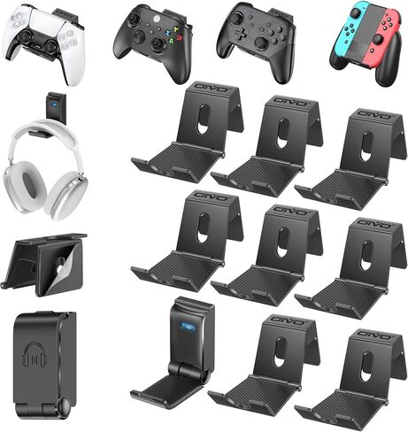 OIVO Controller & Headset Wall Mount Holder Stand, Foldable Headphone Stand, Gaming Controller Holder Hanger Hook, Universal Storage Organizer Controller/Earphone/Game Accessories-9 Packs in Saudi Arabia