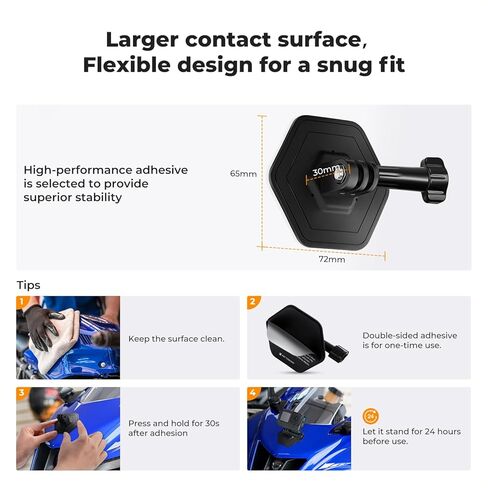 K & F Concept 3pack جبل خوذة ملصقات مرنة لـ GoPro Hero 13/12/11/10/9/8/7 Black ، DJI Osmo Action 3/4/5 Pro ، Insta360 x5 x4 x3 surfaces flat surfaces hound ، action camera accsities in Kuwait