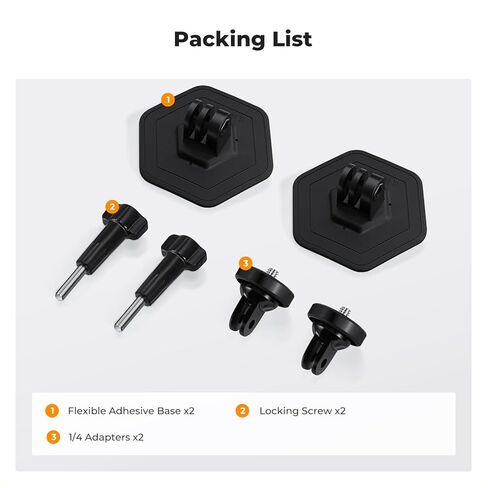 K & F Concept 3pack جبل خوذة ملصقات مرنة لـ GoPro Hero 13/12/11/10/9/8/7 Black ، DJI Osmo Action 3/4/5 Pro ، Insta360 x5 x4 x3 surfaces flat surfaces hound ، action camera accsities in Kuwait