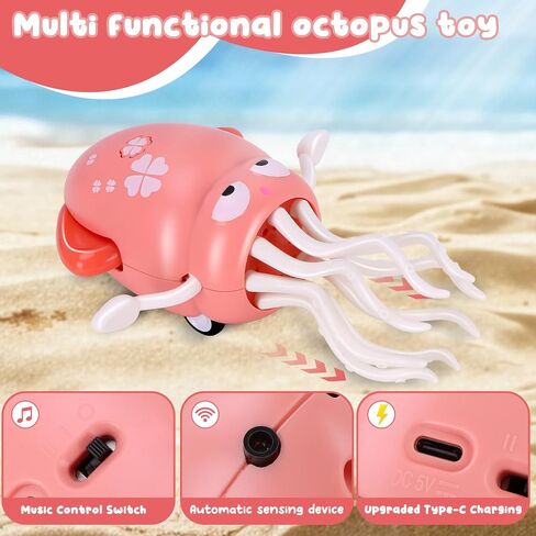 تتجنب لعبة Dancing Octopus Baby Toy ، ألعاب وقت البطن ، مع الموسيقى وضوء LED ، العقبات تلقائيًا ، لعبة الزحف المناسبة لهدايا أعياد الميلاد للأطفال الصغار على مدى شهر واحد (أخضر) in Kuwait