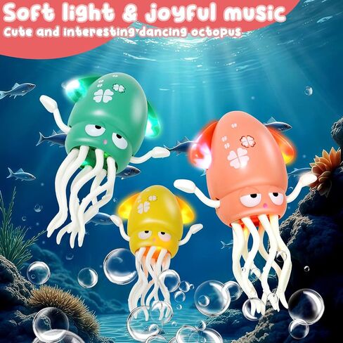 تتجنب لعبة Dancing Octopus Baby Toy ، ألعاب وقت البطن ، مع الموسيقى وضوء LED ، العقبات تلقائيًا ، لعبة الزحف المناسبة لهدايا أعياد الميلاد للأطفال الصغار على مدى شهر واحد (أخضر) in Kuwait