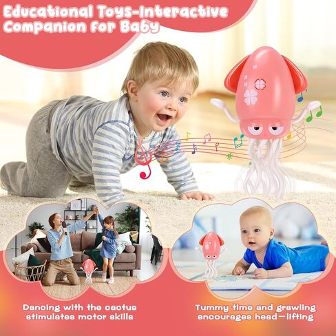 تتجنب لعبة Dancing Octopus Baby Toy ، ألعاب وقت البطن ، مع الموسيقى وضوء LED ، العقبات تلقائيًا ، لعبة الزحف المناسبة لهدايا أعياد الميلاد للأطفال الصغار على مدى شهر واحد (أخضر) in Kuwait