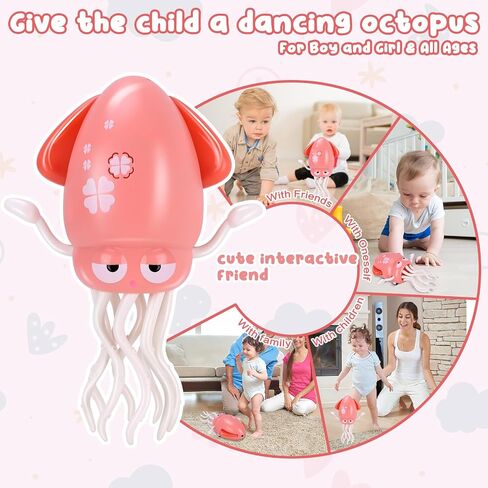 تتجنب لعبة Dancing Octopus Baby Toy ، ألعاب وقت البطن ، مع الموسيقى وضوء LED ، العقبات تلقائيًا ، لعبة الزحف المناسبة لهدايا أعياد الميلاد للأطفال الصغار على مدى شهر واحد (أخضر) in Kuwait