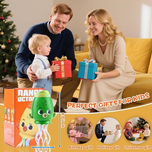 GEVINST Dancing Octopus Baby Toy, Toddler Crawling Tummy Time Toys with Light and Music, Electric Magic Dancing Squid Toy for Kids 12-18+ Months, Funny 1st Boys Girls Birthday Gifts, Yellow in Saudi Arabia