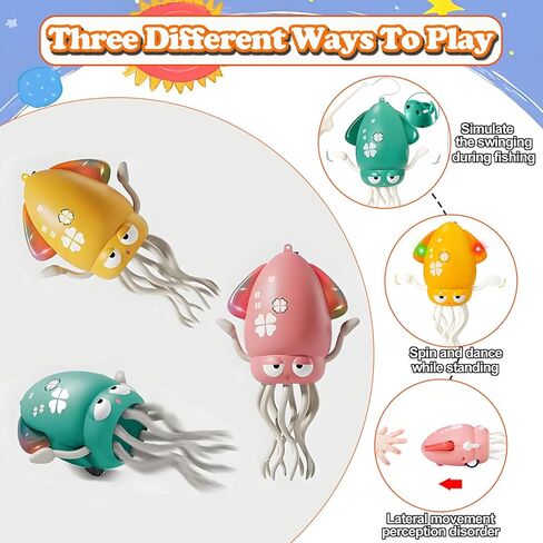 Electric Dancing Octopus Baby Toy, Magic Crawling Octopus Tummy Time Toy, Automatic Swing Dancing Squid Baby Toy for 3 4 5 6 Year Old Kids, Birthday for Boys and Girls(Green) in Saudi Arabia