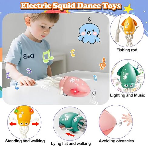 Electric Dancing Octopus Baby Toy, Magic Crawling Octopus Tummy Time Toy, Automatic Swing Dancing Squid Baby Toy for 3 4 5 6 Year Old Kids, Birthday for Boys and Girls(Green) in Saudi Arabia