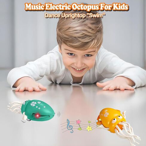 Electric Dancing Octopus Baby Toy, Magic Crawling Octopus Tummy Time Toy, Automatic Swing Dancing Squid Baby Toy for 3 4 5 6 Year Old Kids, Birthday for Boys and Girls(Green) in Saudi Arabia