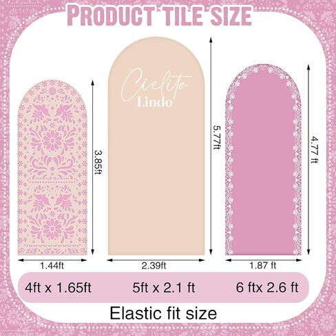 3 قطع غطاء خلفية قوس استحمام الطفل الطفل في بلوم ديكور خلفية الصورة 2-الوجهين قمة مستديرة لطيف خلفية زهرة برية غطاء قوس لديكور حفلات الزفاف وأعياد الميلاد 6 أقدام/5 أقدام/4 أقدام (وردي) in Kuwait