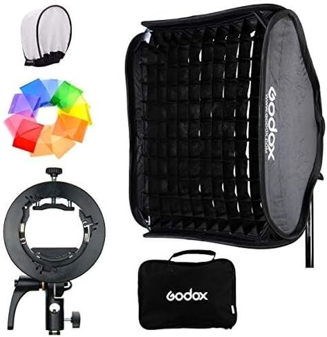 قوس Godox S2 Speedlite 32 "× 32" 80cmx80cm مجموعة شبكة Softbox ، Godox Softbox Bowens Mount for Godox V100 ، V1Pro ، AD200Pro II ، AD200 ، AD400PRO ، V860II Series ، TT350 Series in Kuwait