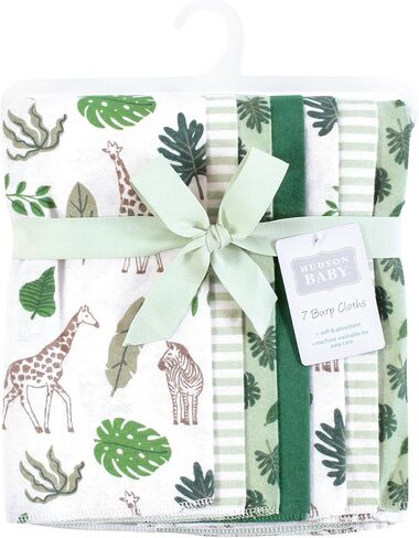 Hudson Baby Unisex Baby Flannel Burp Cloth 7pk, Jungle, One Size in Saudi Arabia