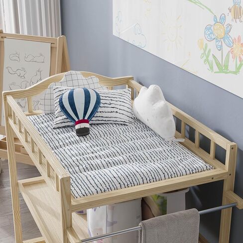 طاولة تغيير الأطفال مع أرفف التخزين ، خشب الصنوبر الخشب المحمولة حفاضات الحفاضات المتغيرة للرضع ، غرفة الأطفال ، غرفة نوم ، طبيعية in Kuwait