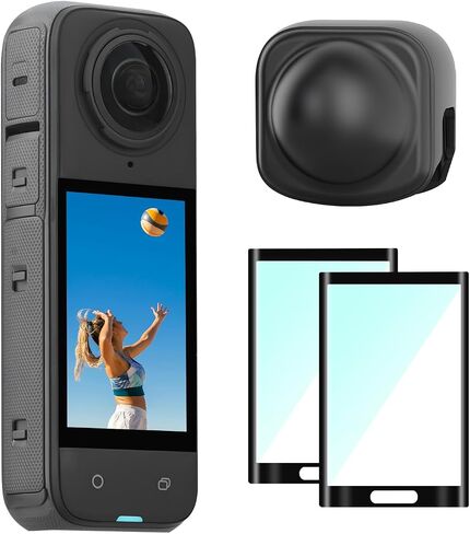 Insta 360 X5 Lens Cap Cover + 2 Pack Screen Protector Accessories Kit, Tempered Glass Film Screen Cover Silicone Lens Guard for Insta360 X5 X4 Protective Bundle in Saudi Arabia