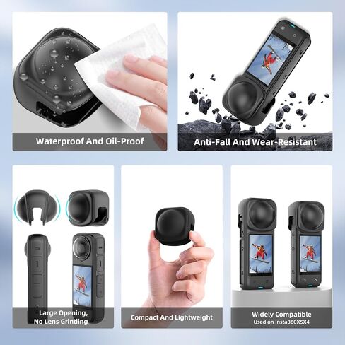 Insta 360 X5 Lens Cap Cover + 2 Pack Screen Protector Accessories Kit, Tempered Glass Film Screen Cover Silicone Lens Guard for Insta360 X5 X4 Protective Bundle in Saudi Arabia