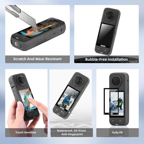 Insta 360 X5 Lens Cap Cover + 2 Pack Screen Protector Accessories Kit, Tempered Glass Film Screen Cover Silicone Lens Guard for Insta360 X5 X4 Protective Bundle in Saudi Arabia