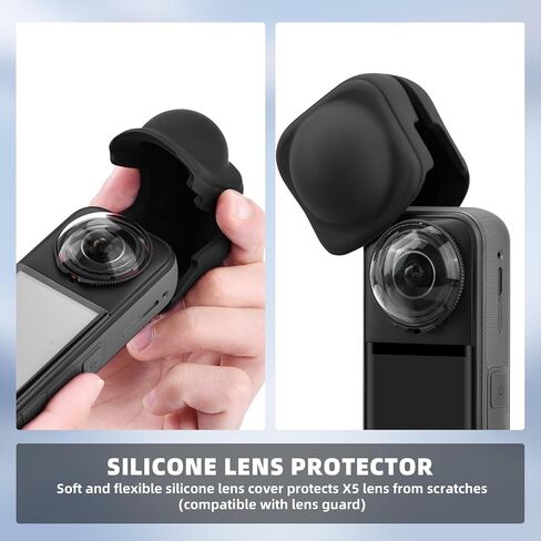 Insta 360 X5 Lens Cap Cover + 2 Pack Screen Protector Accessories Kit, Tempered Glass Film Screen Cover Silicone Lens Guard for Insta360 X5 X4 Protective Bundle in Saudi Arabia