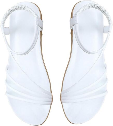GORGLITTER Women's White Strappy Flat Sandals 2025 Dressy Summer Ankle Strap Open Toe Slides in Saudi Arabia