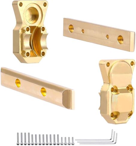 HobbyPark Frame Brass Side Bars, Brass Diff Covers Weight for Axial SCX24 Upgrades 1/24 RC Crawler Car SCX24 Deadbolt Chevrolet C10 B-17 Betty Wrangler JLU CRC Gladiator Bronco (Black-Gold) in Saudi Arabia
