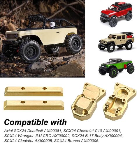 HobbyPark Frame Brass Side Bars, Brass Diff Covers Weight for Axial SCX24 Upgrades 1/24 RC Crawler Car SCX24 Deadbolt Chevrolet C10 B-17 Betty Wrangler JLU CRC Gladiator Bronco (Black-Gold) in Saudi Arabia