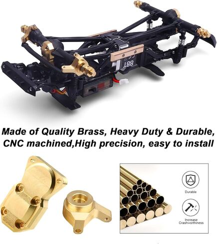 HobbyPark Frame Brass Side Bars, Brass Diff Covers Weight for Axial SCX24 Upgrades 1/24 RC Crawler Car SCX24 Deadbolt Chevrolet C10 B-17 Betty Wrangler JLU CRC Gladiator Bronco (Black-Gold) in Saudi Arabia