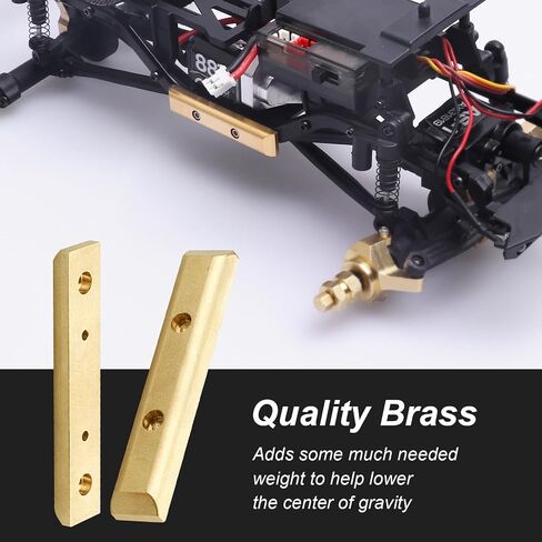 HobbyPark Frame Brass Side Bars, Brass Diff Covers Weight for Axial SCX24 Upgrades 1/24 RC Crawler Car SCX24 Deadbolt Chevrolet C10 B-17 Betty Wrangler JLU CRC Gladiator Bronco (Black-Gold) in Saudi Arabia